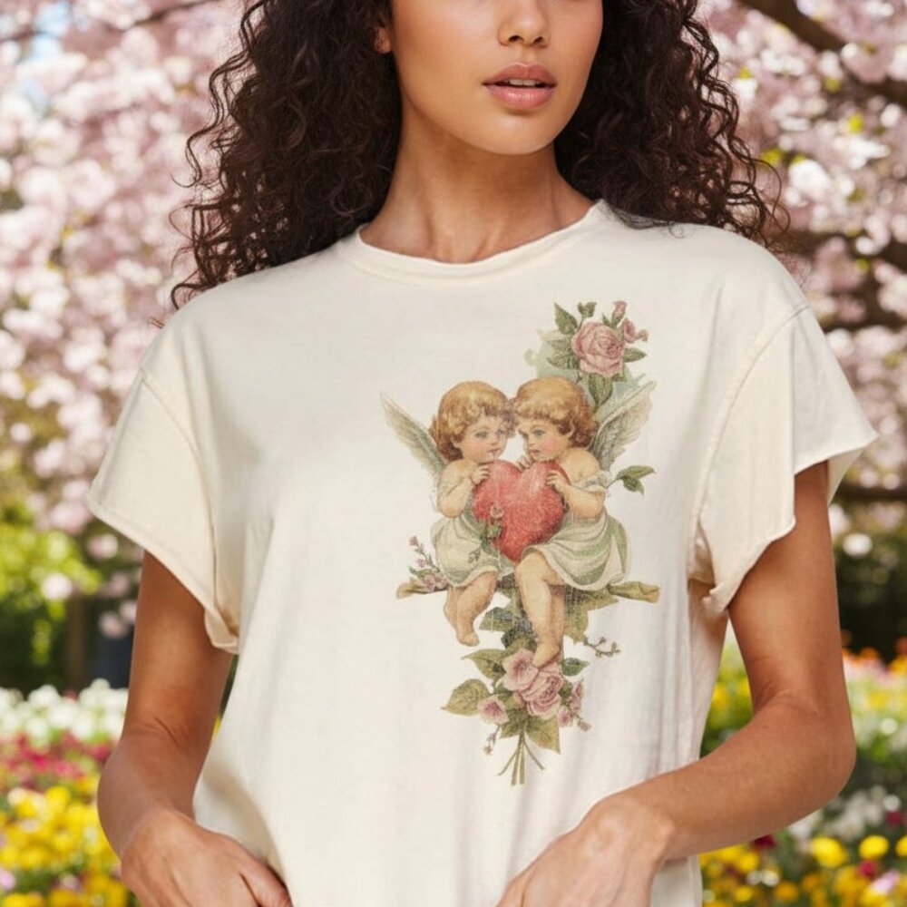 NWT  Waist Crop Boxy Spring CHERUB ANGELS Tee